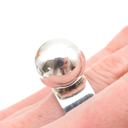 800 Silver Vintage Italy Modernist Ball Ring Size 6.75