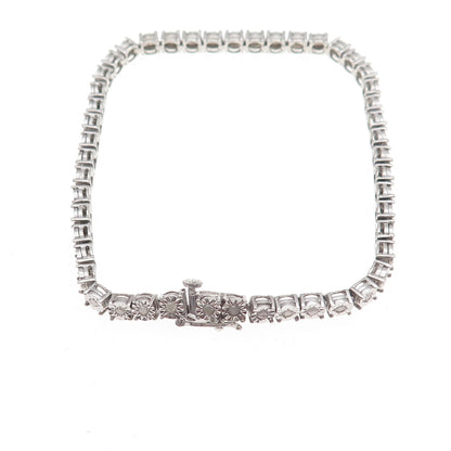 Vicky Jousan 925 Sterling Silver Real Diamond Tennis Link Bracelet 7.25"