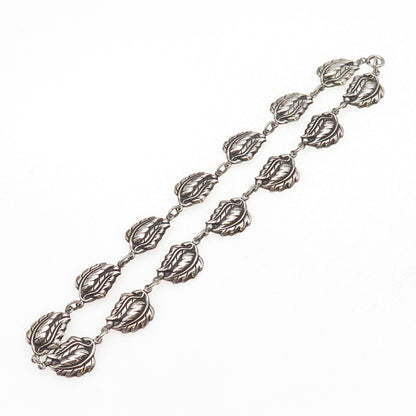 Danecraft 925 Sterling Silver Antique Art Deco Floral Leaf Chain Necklace 16"
