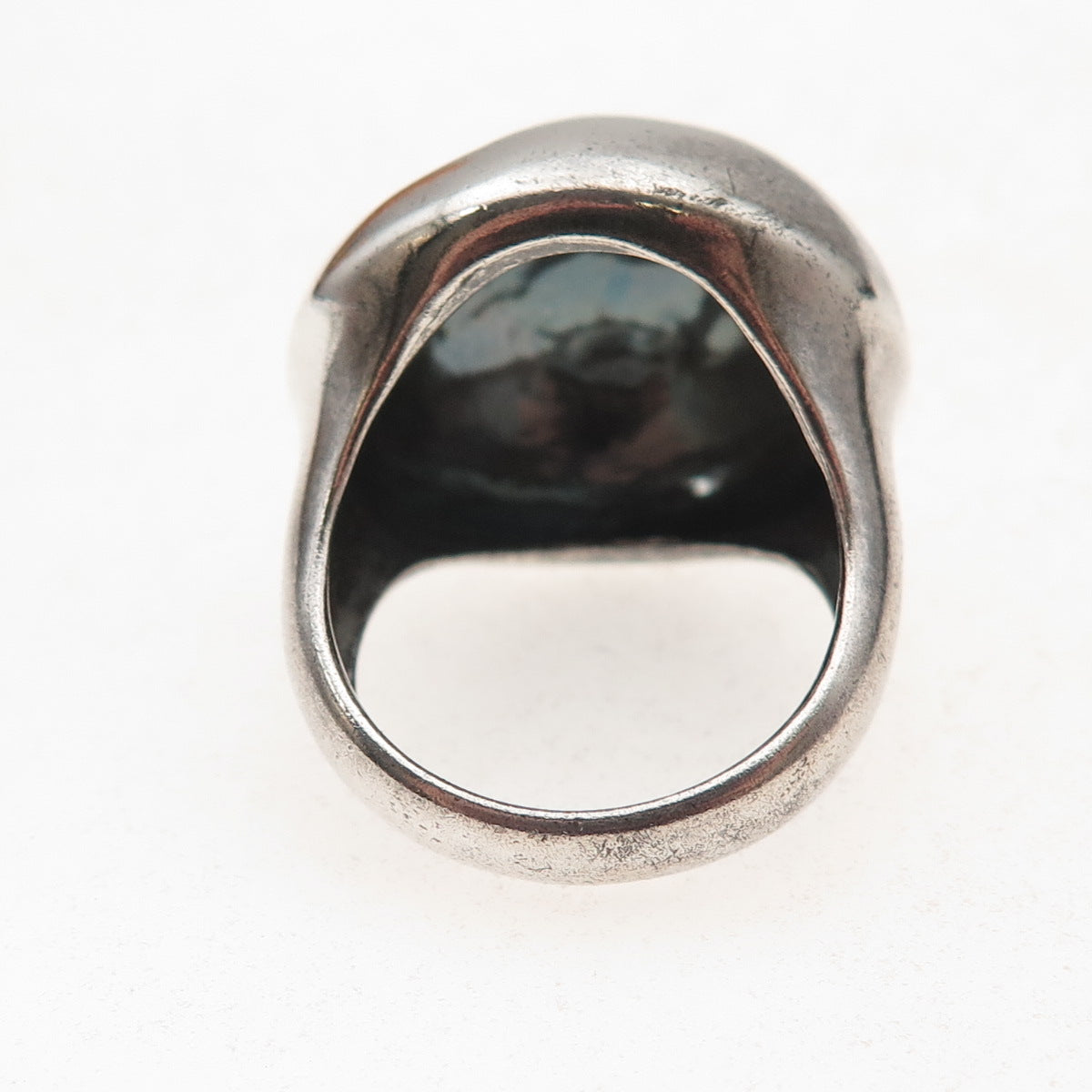 925 Sterling Silver Vintage Modernist Dome Oxidized Ring Size 8