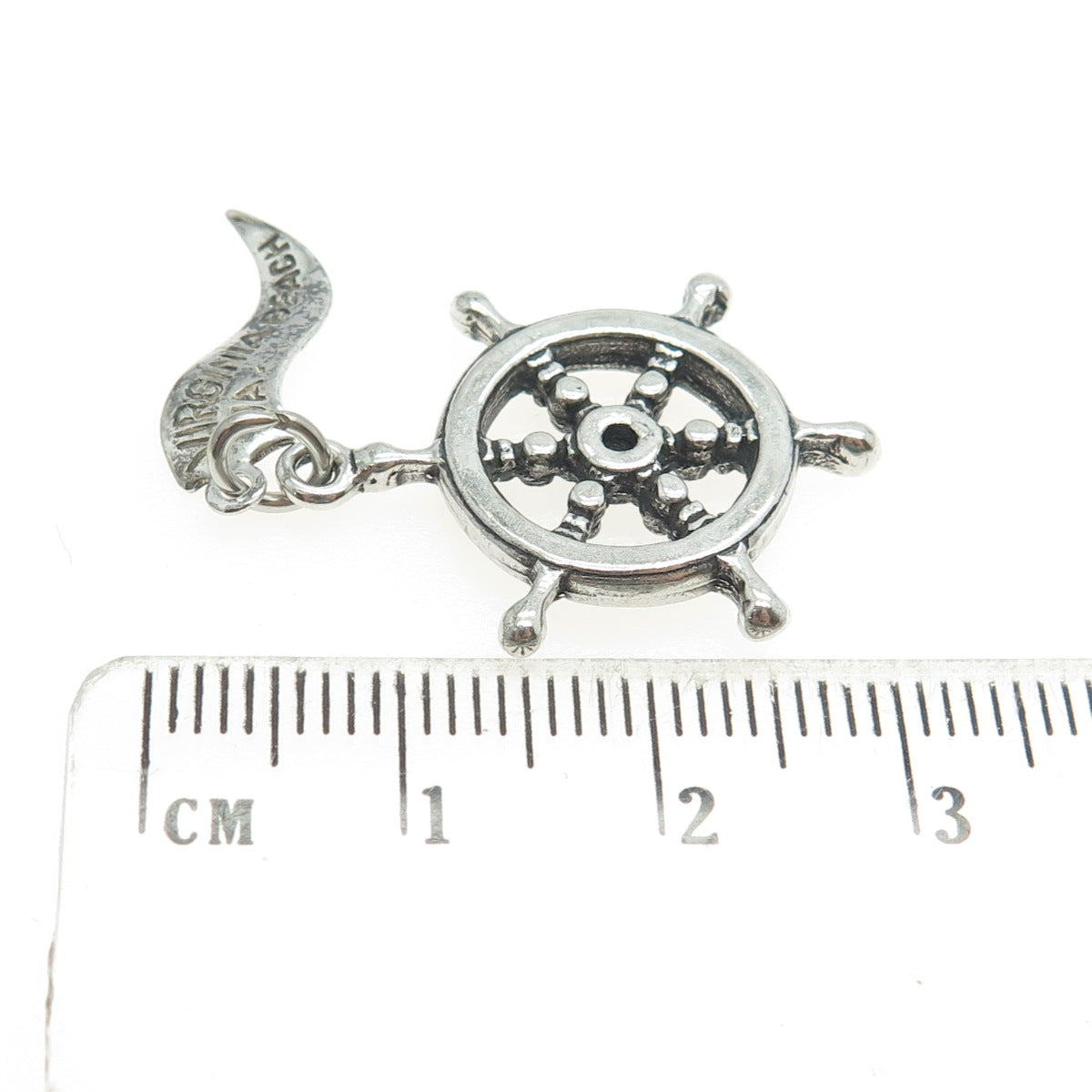 PACIFIC JEWELRY 925 Sterling Silver Vintage Steering Wheel 3D Charm Pendant