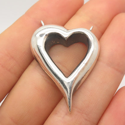 925 Sterling Silver Vintage Open Heart Necklace Central Part