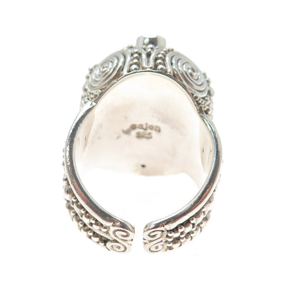 SAJEN 925 Sterling Vintage Topaz Optic Fiber Cat's Eye Adjustable Ring Size 9.75