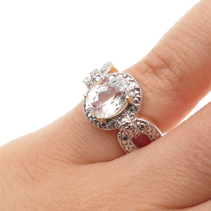 DEE BERKLEY 925 Sterling Silver Gold Plated Real White Topaz Ring Size 5