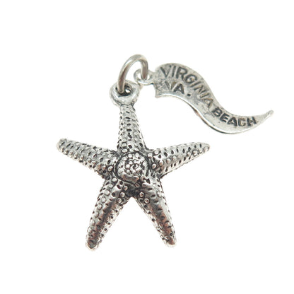 PACIFIC JEWELRY 925 Sterling Silver Vintage "Virginia Beach" Starfish 3D Pendant