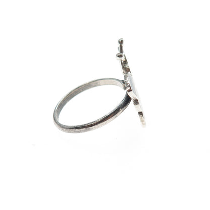 925 Sterling Silver Vintage Mexico Enamel Butterfly Ring Size 5.75