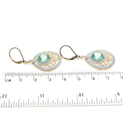 ROSS SIMONS 925 Sterling Silver Gold Plated Real Diamond Accent Apatite Earrings