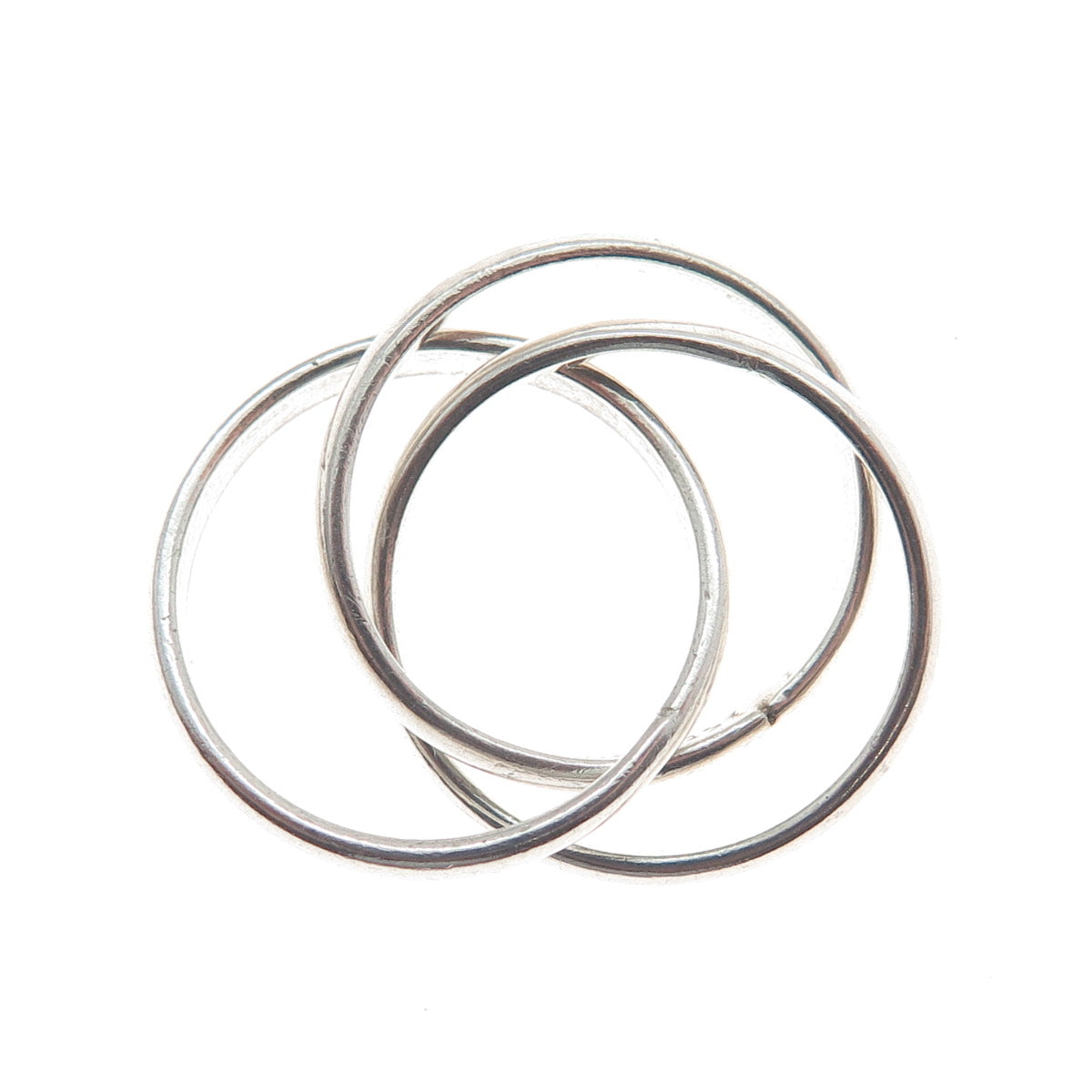 925 Sterling Silver Vintage Mexico Triple Interlocked Band Ring Size 4.75