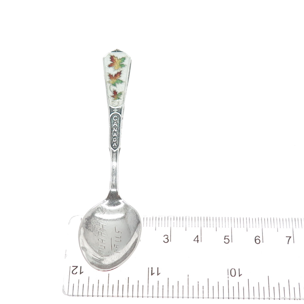 BREADNER CO 925 Sterling Silver Vintage Enamel Canada Niagara Falls Coffee Spoon