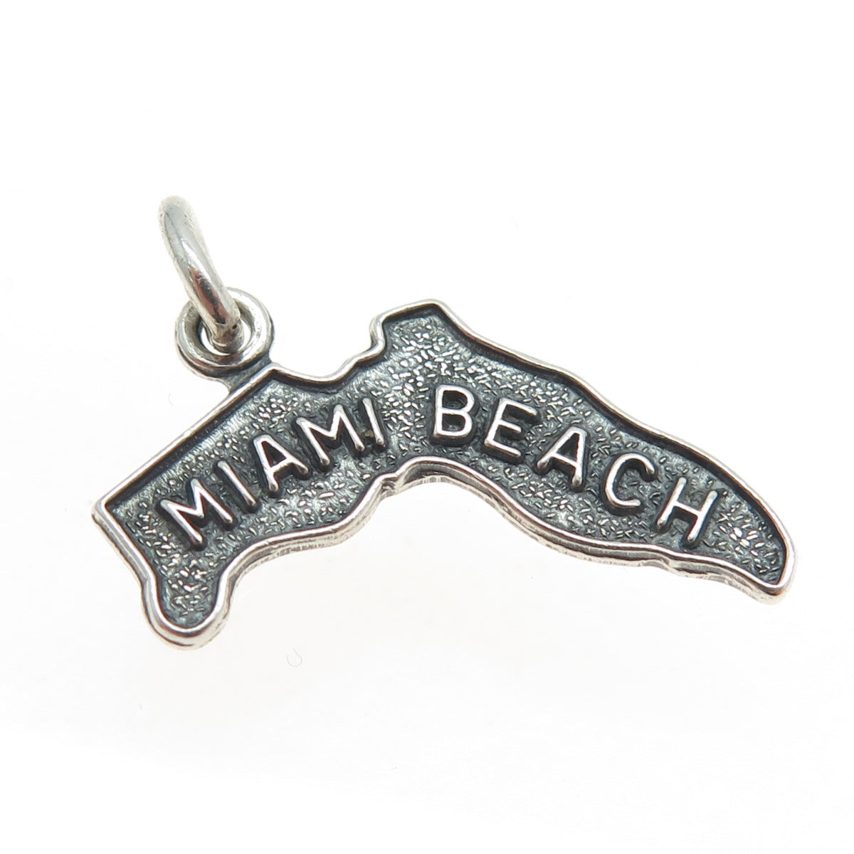 FRENCH & FRANKLIN 925 Sterling Silver Vintage Miami Beach FL Map Charm Pendant