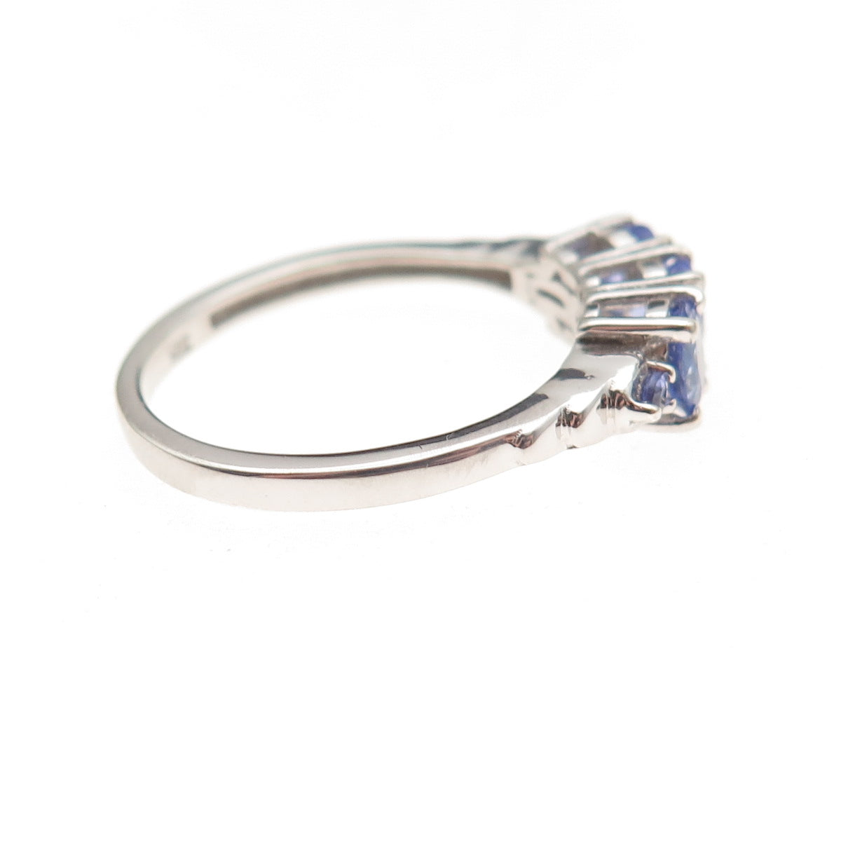 Chuck Clemency 925 Sterling Silver Real Oval & Round-Cut Tanzanite Ring Size 8