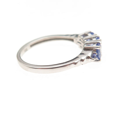 Chuck Clemency 925 Sterling Silver Real Oval & Round-Cut Tanzanite Ring Size 8