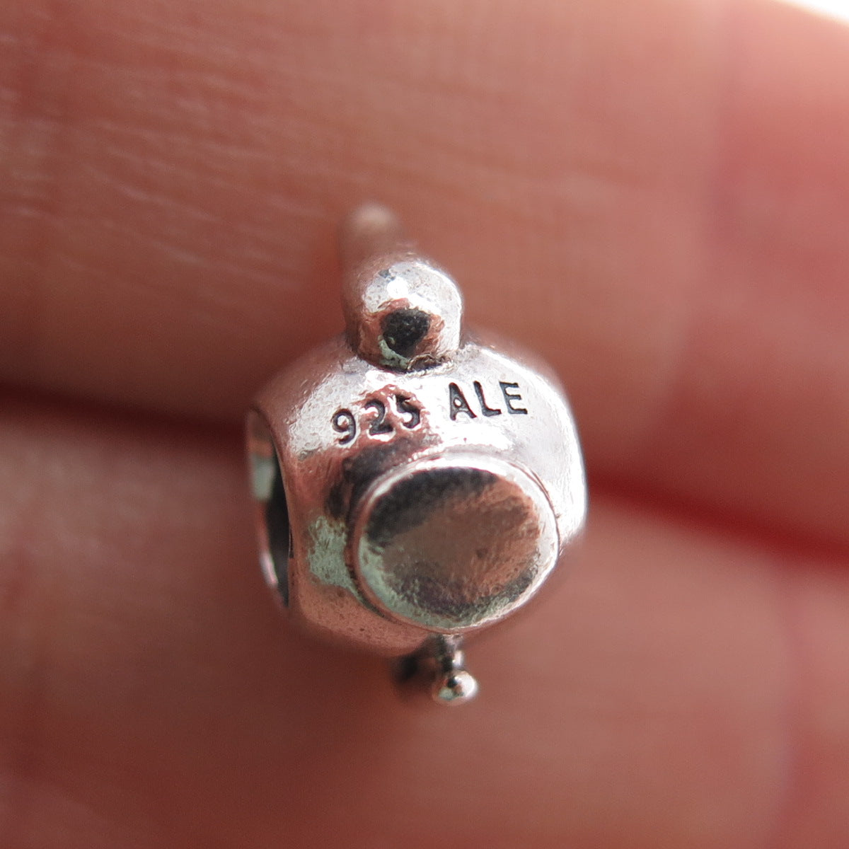 PANDORA 925 Sterling Silver & Gold Teapot Slide Bead Charm