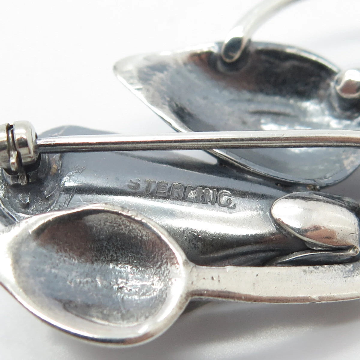 925 Sterling Silver Vintage Calla Lily Floral Pin Brooch
