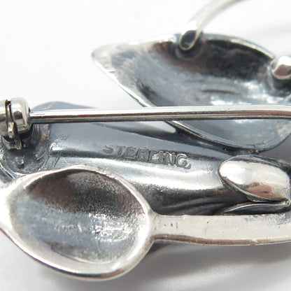925 Sterling Silver Vintage Calla Lily Floral Pin Brooch