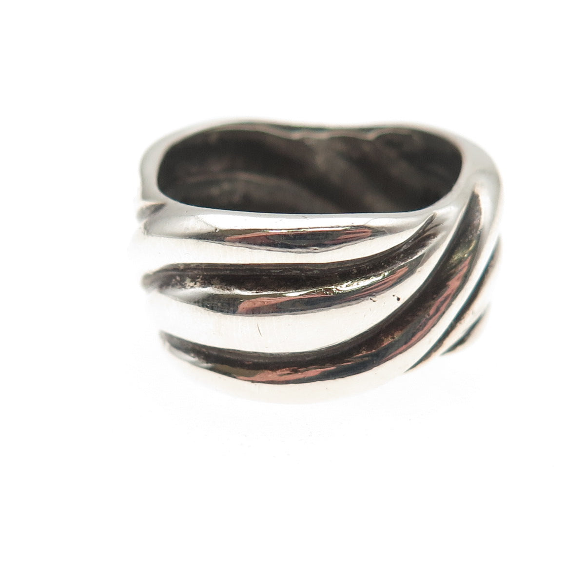 Chapal Zenray 925 Sterling Silver Vintage Modernist Oxidized Ring Size 7.75