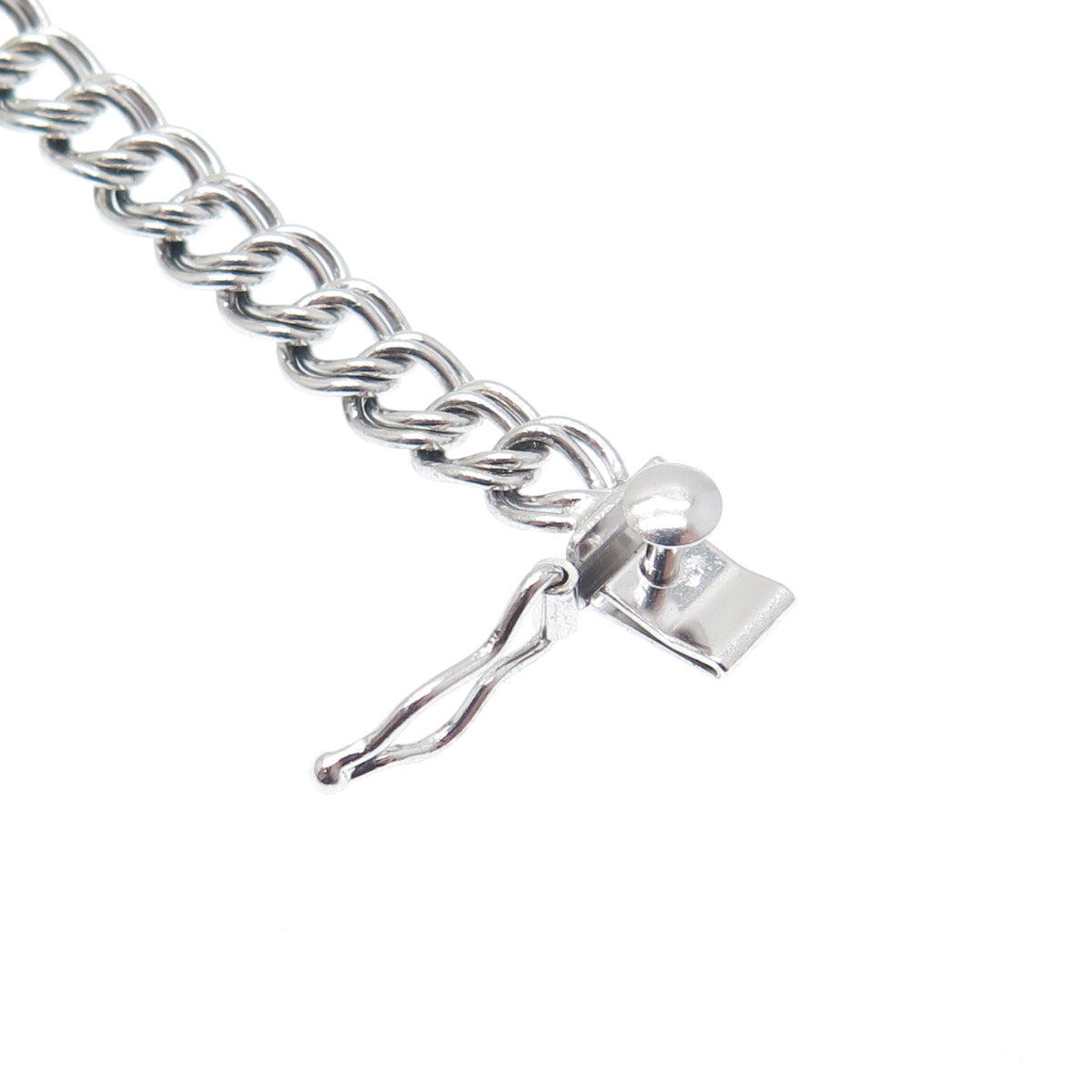 925 Sterling Silver Vintage Double Curb Link Bracelet 7.25"
