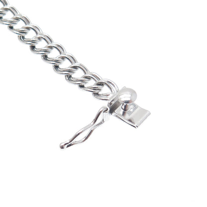 925 Sterling Silver Vintage Double Curb Link Bracelet 7.25"