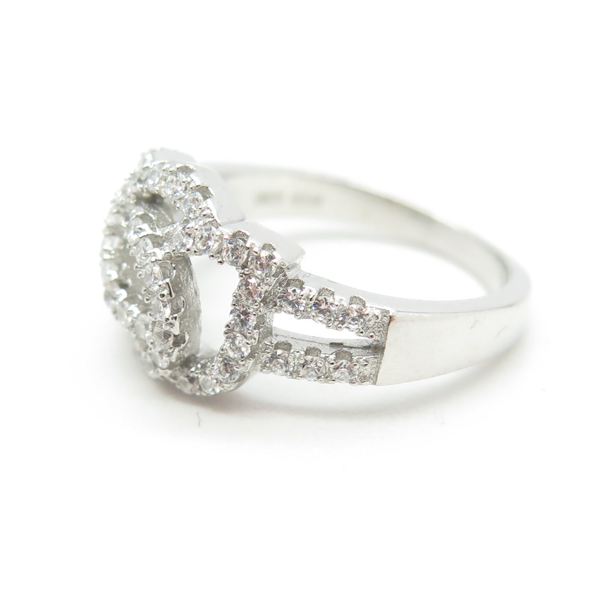 925 Sterling Silver Pave C Z Ring Size 5.5