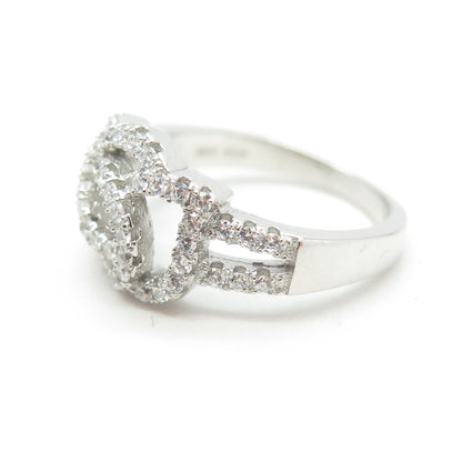 925 Sterling Silver Pave C Z Ring Size 5.5