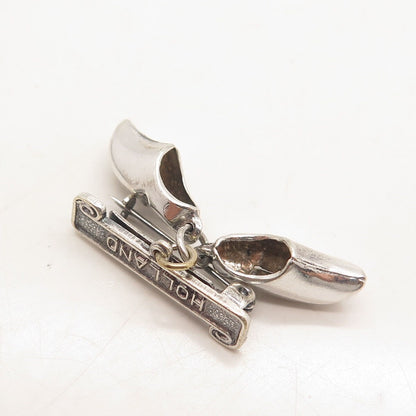 925 Sterling Silver Vintage Holland Boot Shoes Charms Pin Brooch