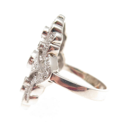 925 Sterling Silver Real Round-Cut Diamond Bohemian Ring Size 8