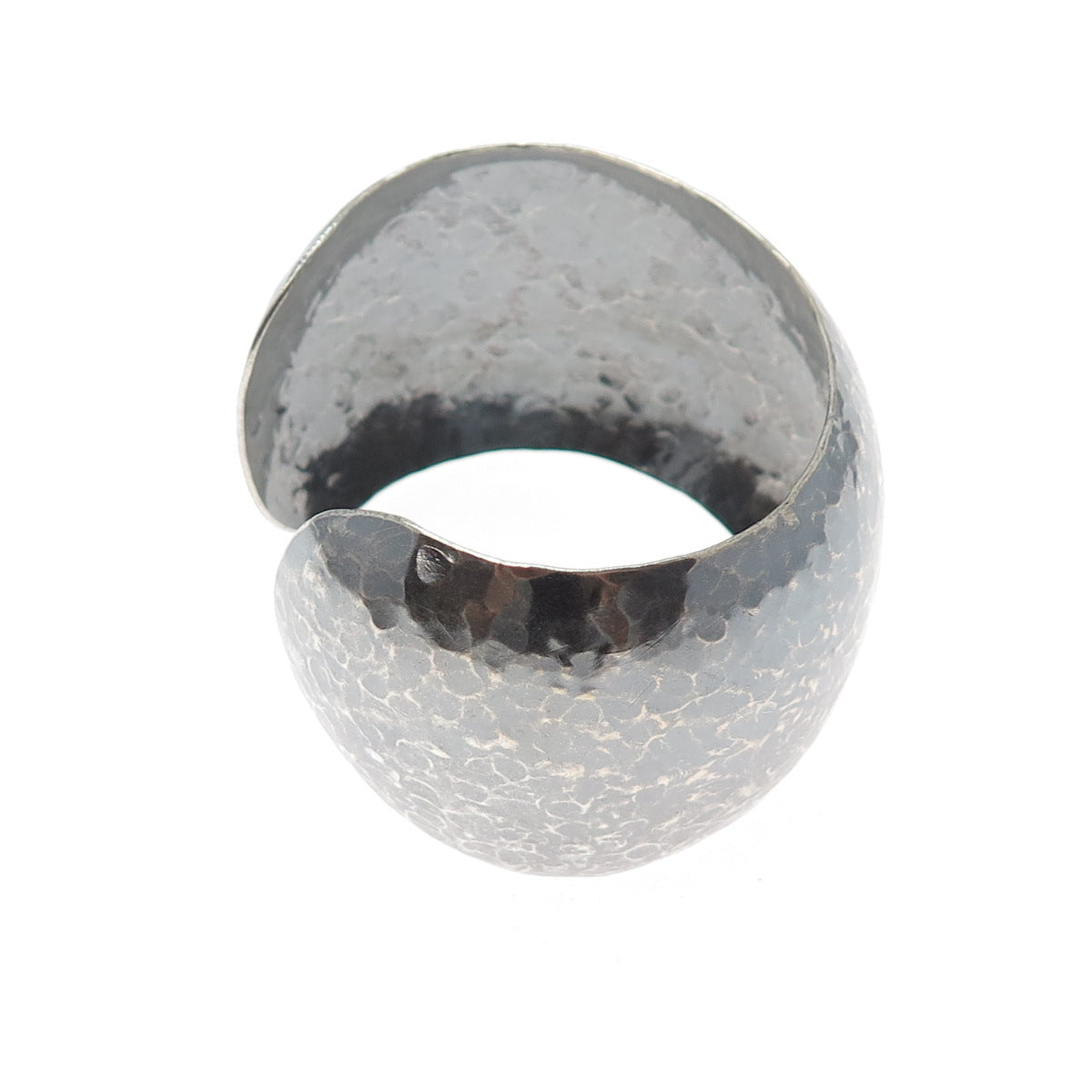 925 Sterling Vintage Hammered Heavy 50.7g Oxidized Adjustable Wide Bracelet 6.5"