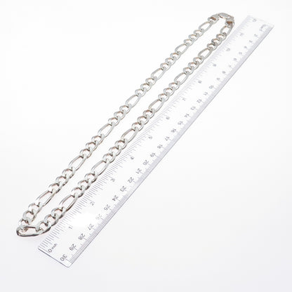 925 Sterling Silver Vintage Italy Figaro Chain Necklace 24"