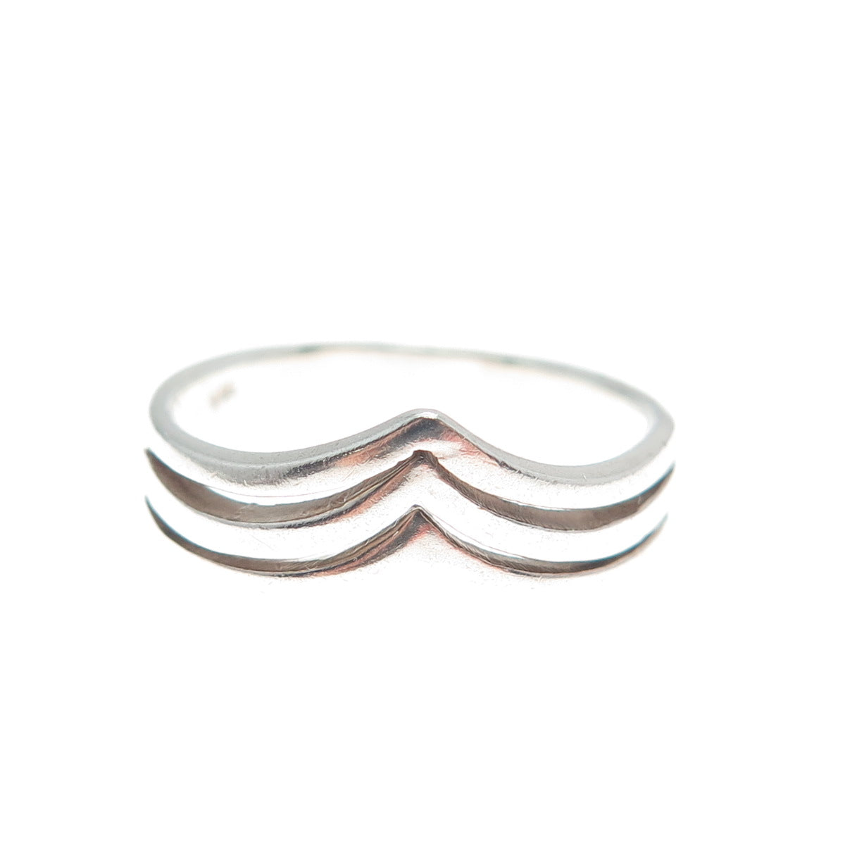 925 Sterling Silver Vintage Chevron 3-Row Ring Size 5.75