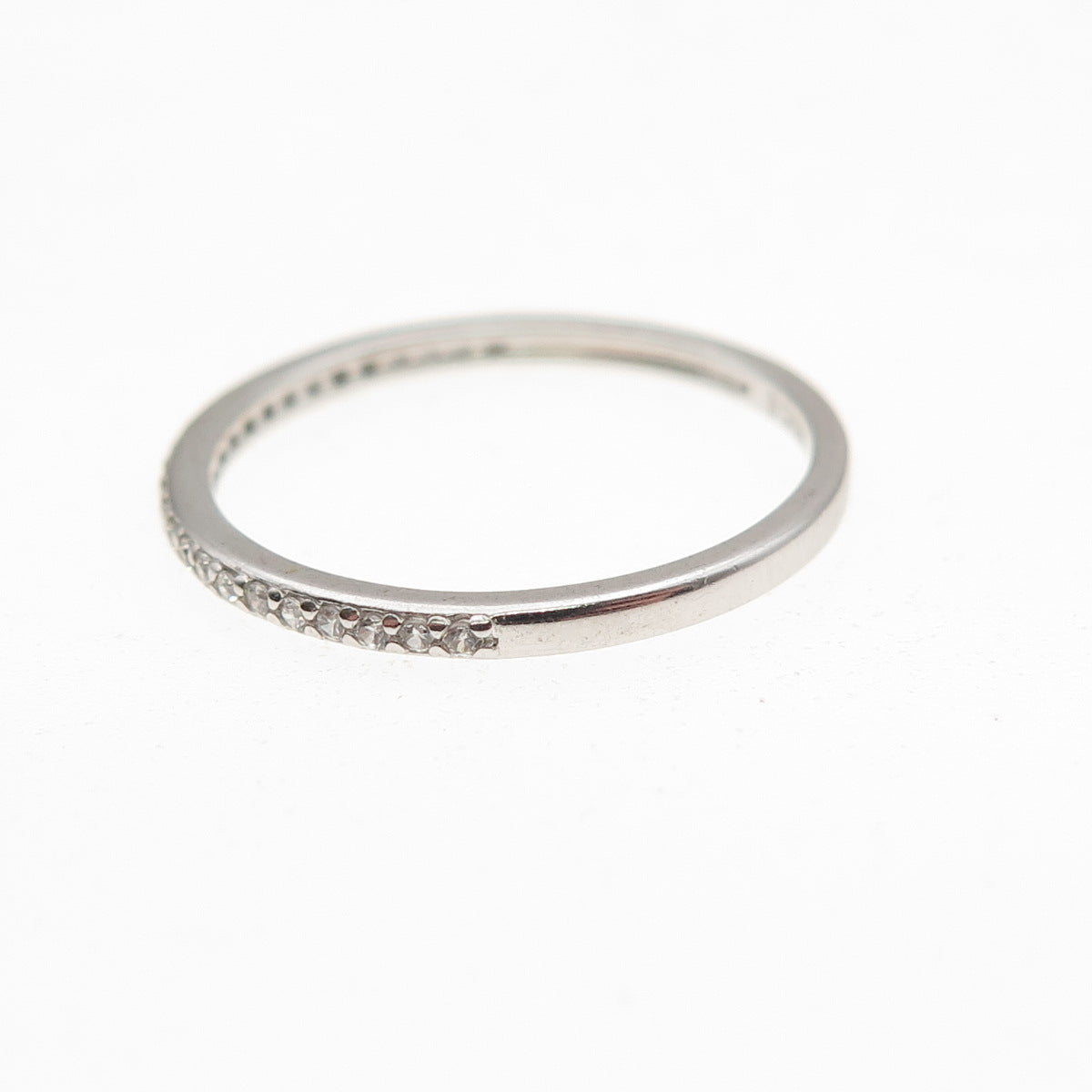 925 Sterling Silver Round-Cut C Z Half Eternity Stackable Band Ring Size 6