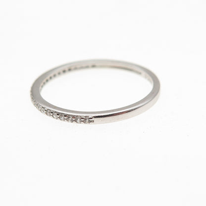 925 Sterling Silver Round-Cut C Z Half Eternity Stackable Band Ring Size 6