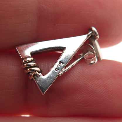 925 Sterling Silver Gold Filled Vintage Modernist Triangle Dangle Earrings