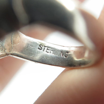 925 Sterling Silver Vintage Modernist Ribbed Dome Ring Size 5