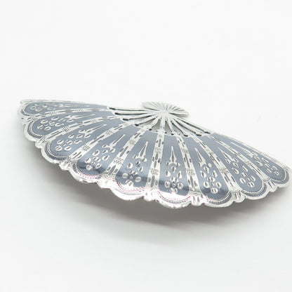 925 Sterling Silver Vintage SIAM Fan Pin Brooch