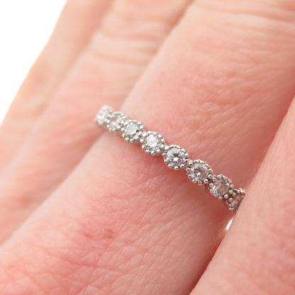 925 Sterling Silver Round-Cut C Z Eternity Stackable Band Ring Size 7