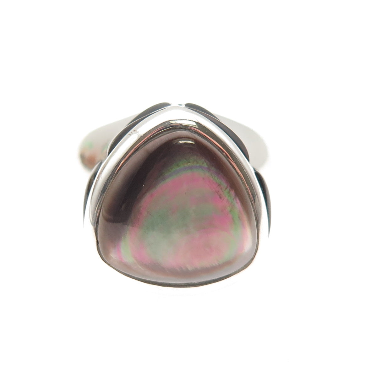 BARSE 925 Sterling Silver Vintage Real Abalone Shell Modernist Ring Size 10