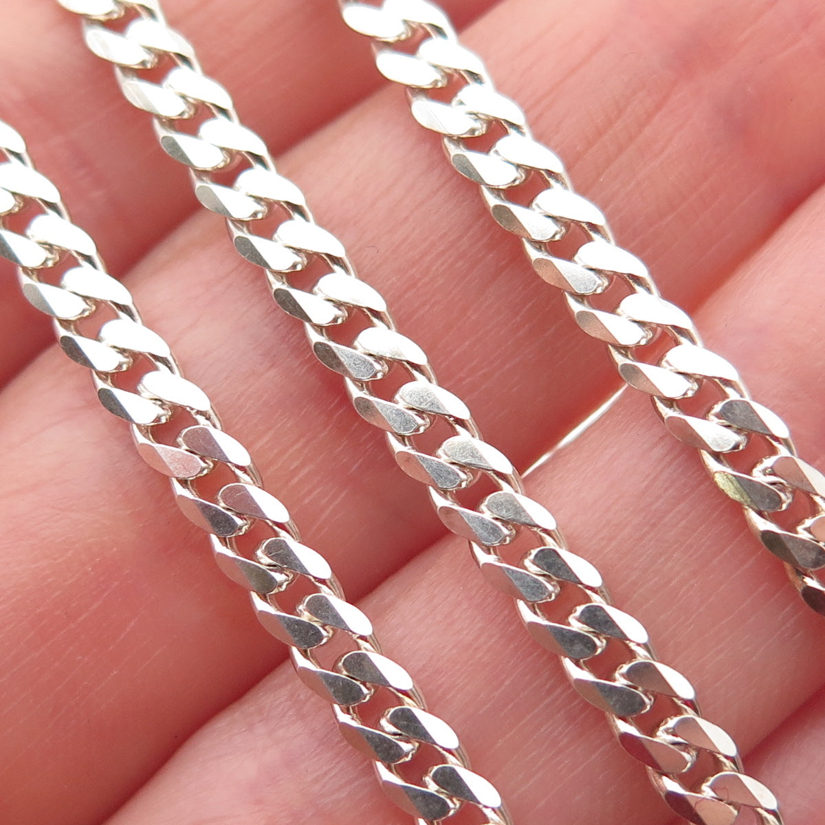 925 Sterling Silver Italy Cuban Chain Necklace 16"