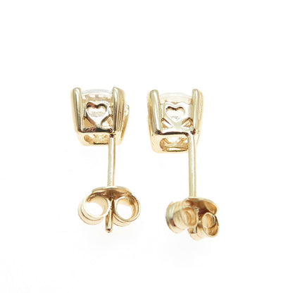 925 Sterling Silver Gold Plated Round-Cut C Z Stud Earrings
