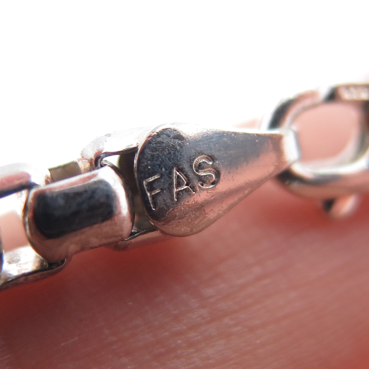 925 Sterling Silver Vintage Italy Round Box Link Bracelet 7.5"