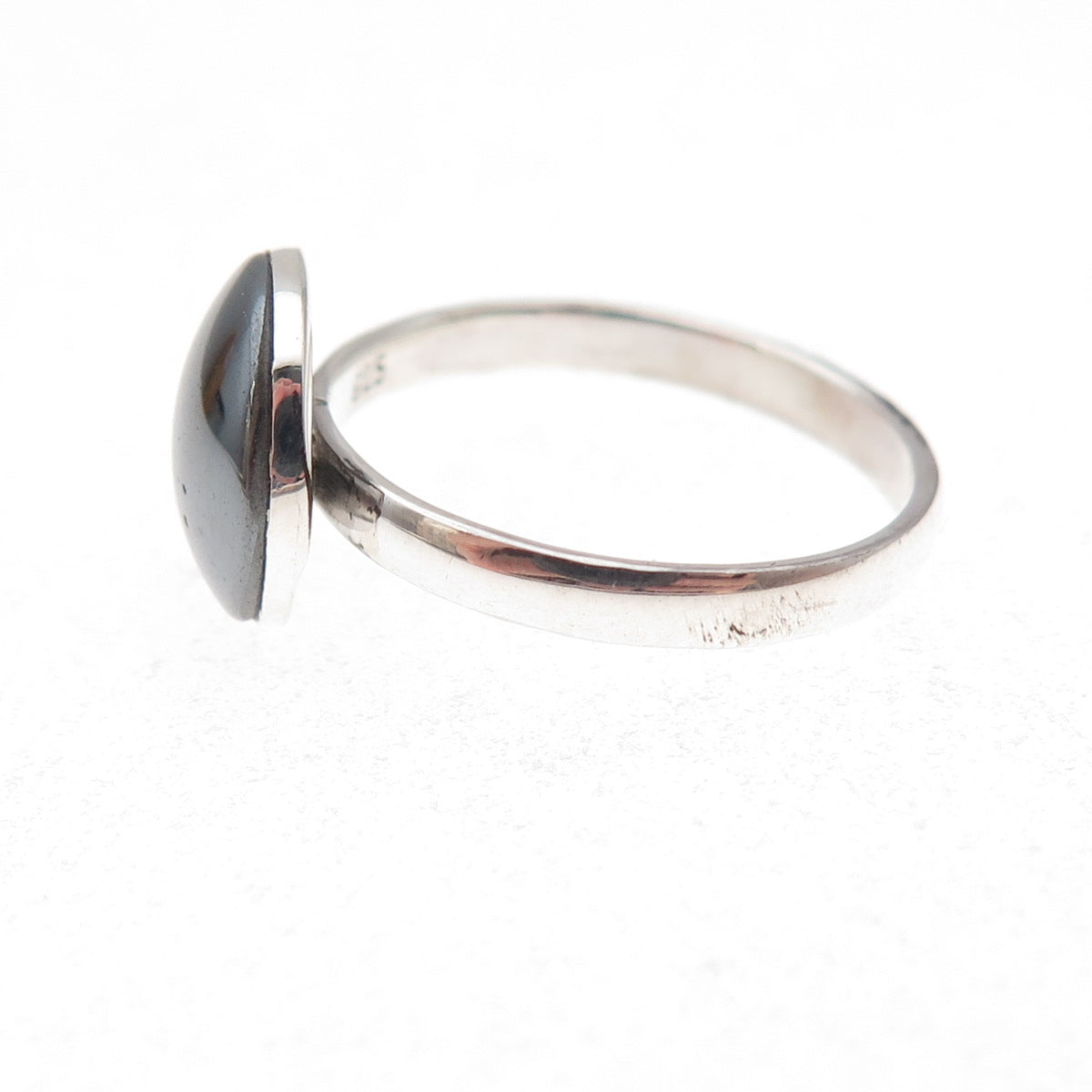 925 Sterling Silver Vintage Real Cabochon Hematite Ring Size 5.75