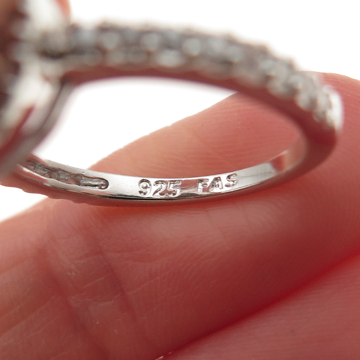 925 Sterling Silver Round-Cut Blue & White C Z Ring Size 8