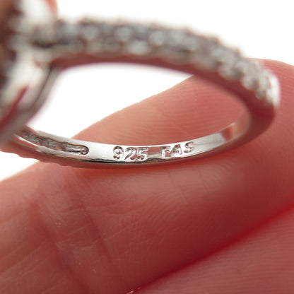925 Sterling Silver Round-Cut Blue & White C Z Ring Size 8