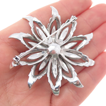 925 Sterling Silver Antique Art Deco Real Marcasite Flower Pin Brooch