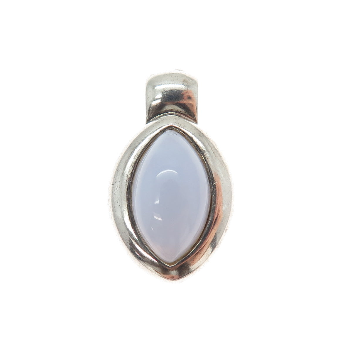 MICHELLE ALBALA Sterling Silver Vintage Real Lace Agate Modernist Mini Pendant