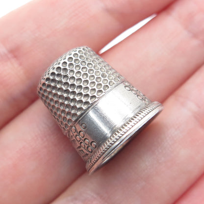 925 Sterling Silver Antique Art Deco Oxidized Thimble Size 6
