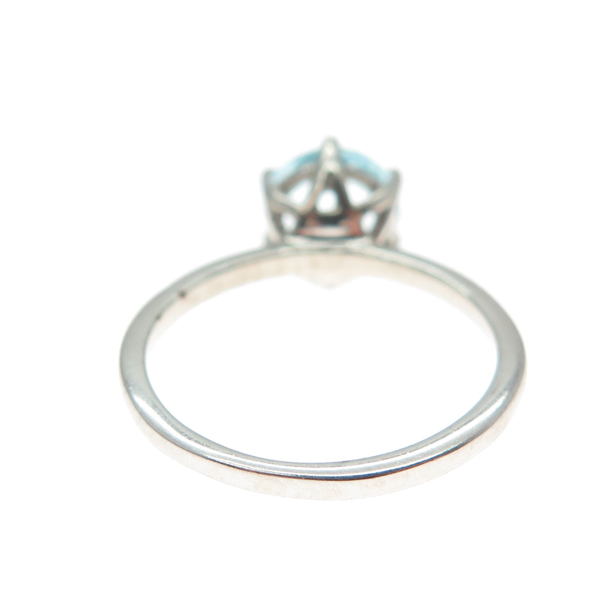 DAZZLERS 925 Sterling Silver Round-Cut Nano Blue Topaz Ring Size 6.25