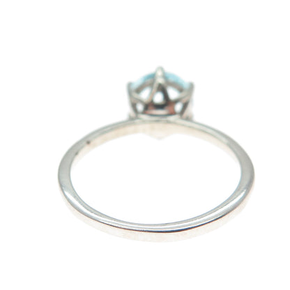 DAZZLERS 925 Sterling Silver Round-Cut Nano Blue Topaz Ring Size 6.25