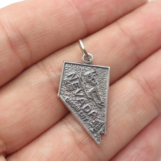 925 Sterling Silver Vintage Beau Nevada Las Vegas Carson City Reno Pendant