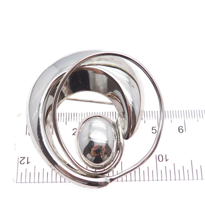 925 Sterling Silver Vintage Mexico Modernist Oxidized Pin Brooch