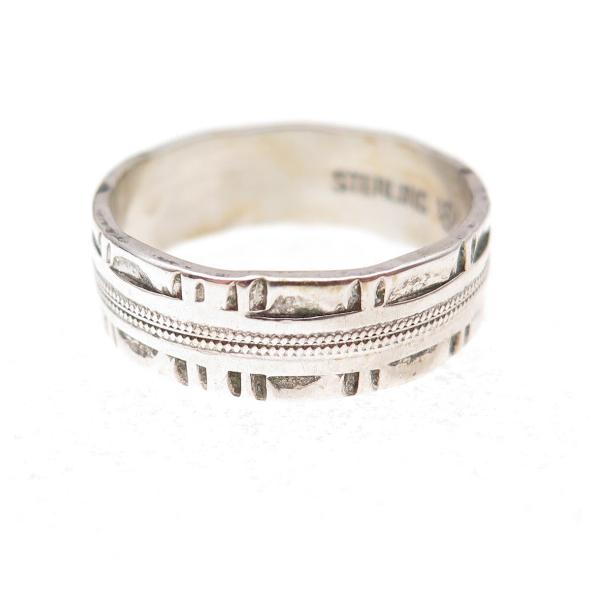 J.D. Schlang Co. 925 Sterling Silver Antique Art Deco Oxidized Band Ring Size 6
